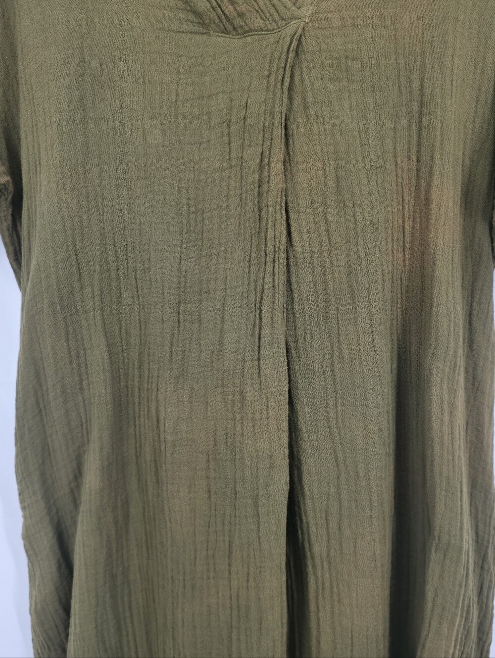Honest Cotton Tulum Olive Cotton Gauze Handmade Oversized Maxi Dress - Picture 5 of 15